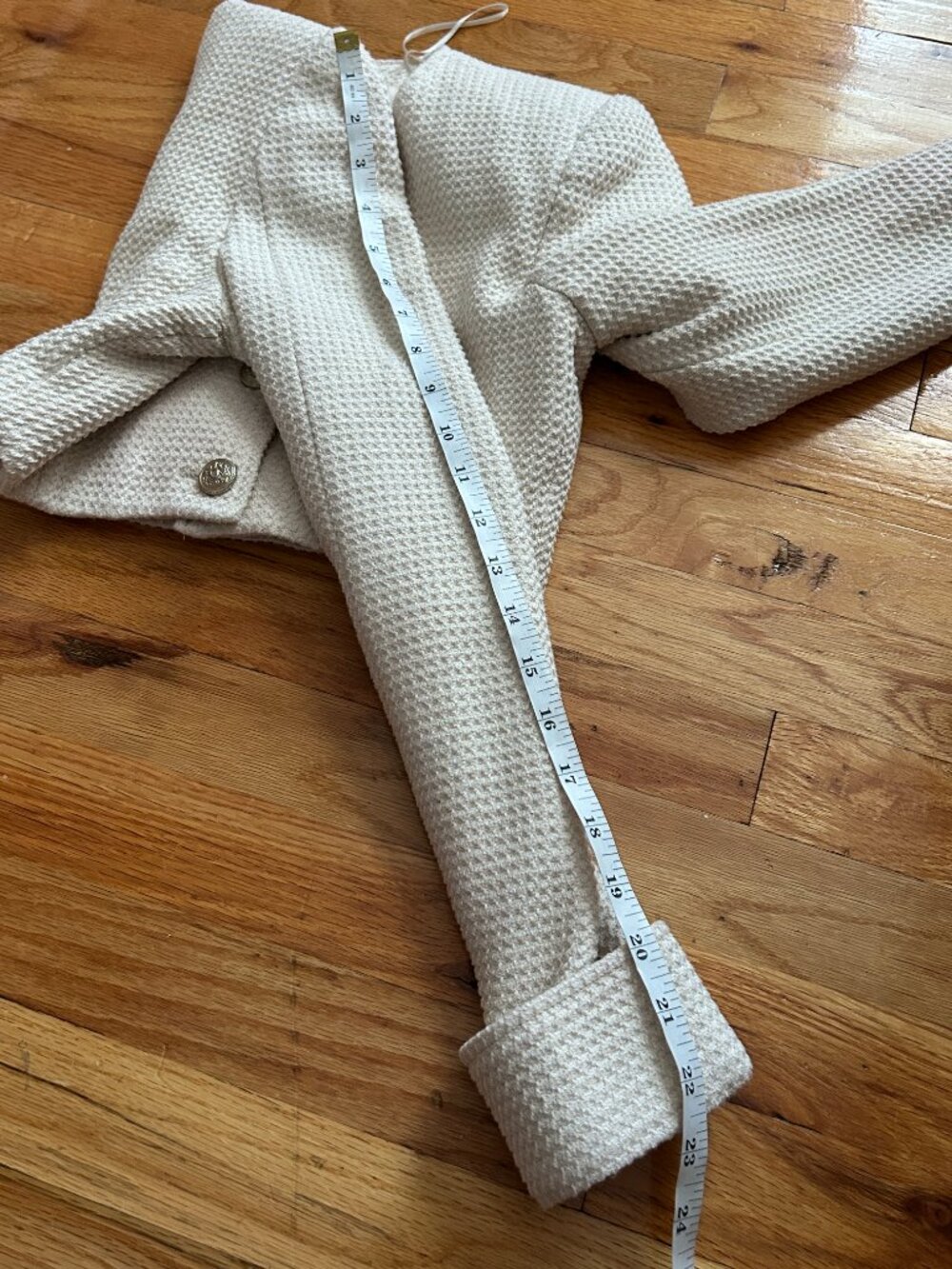 Zara Ivory Cropped Tweed Jacket Women's Extra Small Polished Office Work EUC - Picture 12 of 12